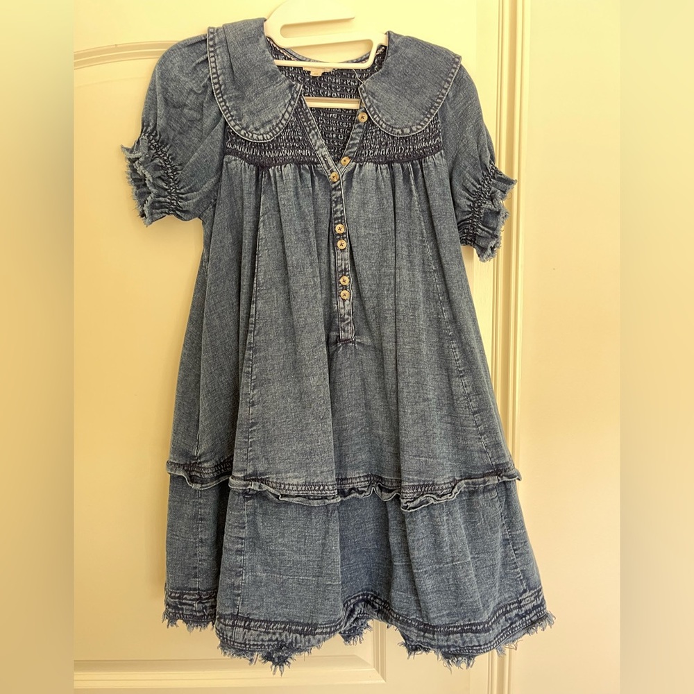 Pilcro By ANTHROPOLOGIE The Findley Puff Sleeve Collared Mini Dress Blue Sz XXS - Picture 3 of 7